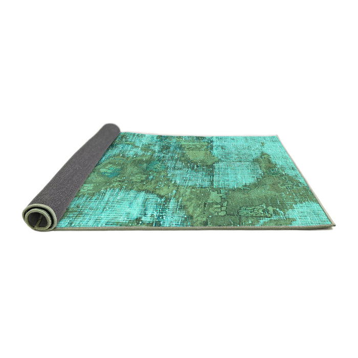 Sideview of Abstract Turquoise Modern Rug, abs984turq
