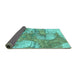 Sideview of Abstract Turquoise Modern Rug, abs984turq