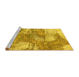 Sideview of Machine Washable Abstract Yellow Modern Rug, wshabs984yw