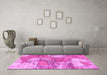 Machine Washable Abstract Pink Modern Rug in a Living Room, wshabs984pnk