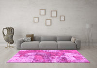 Machine Washable Abstract Pink Modern Rug, wshabs984pnk