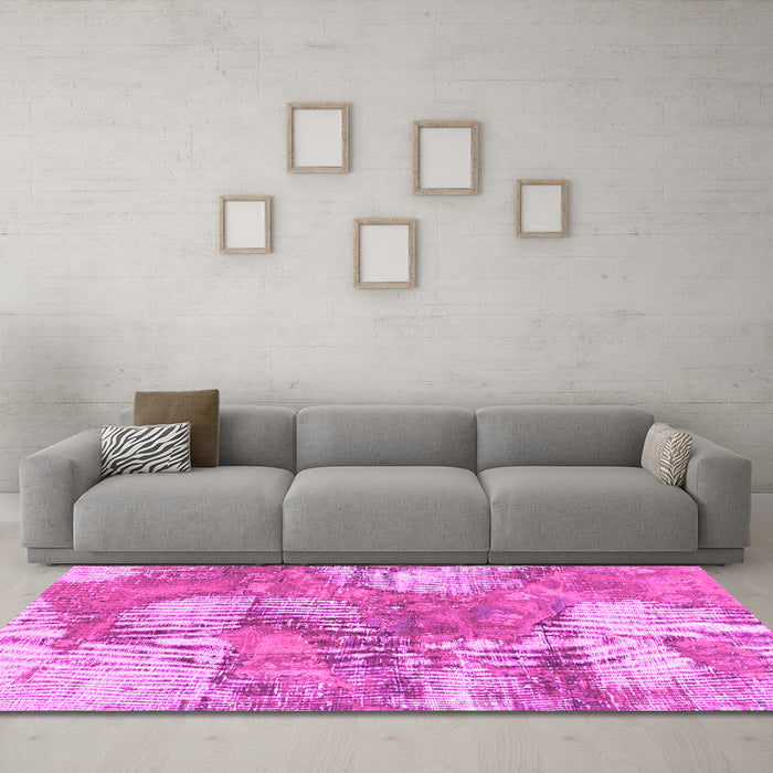 Machine Washable Abstract Pink Modern Rug in a Living Room, wshabs984pnk