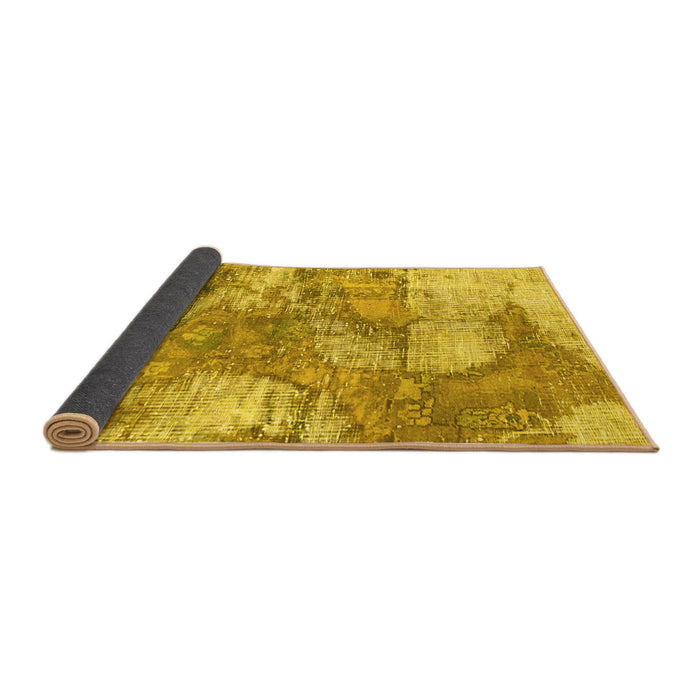 Sideview of Abstract Yellow Modern Rug, abs984yw
