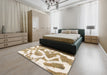 Abstract Wheat Beige Modern Rug in a Bedroom, abs985