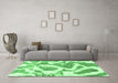 Machine Washable Abstract Emerald Green Modern Area Rugs in a Living Room,, wshabs985emgrn