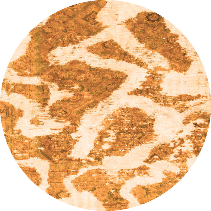 Round Abstract Orange Modern Rug, abs985org