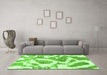 Machine Washable Abstract Green Modern Area Rugs in a Living Room,, wshabs985grn