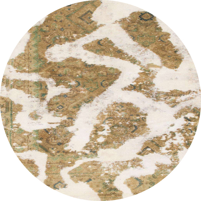 Round Abstract Wheat Beige Modern Rug, abs985