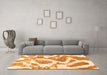 Machine Washable Abstract Orange Modern Area Rugs in a Living Room, wshabs985org