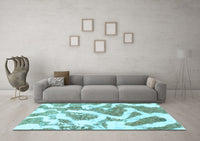 Machine Washable Abstract Light Blue Modern Rug, wshabs985lblu