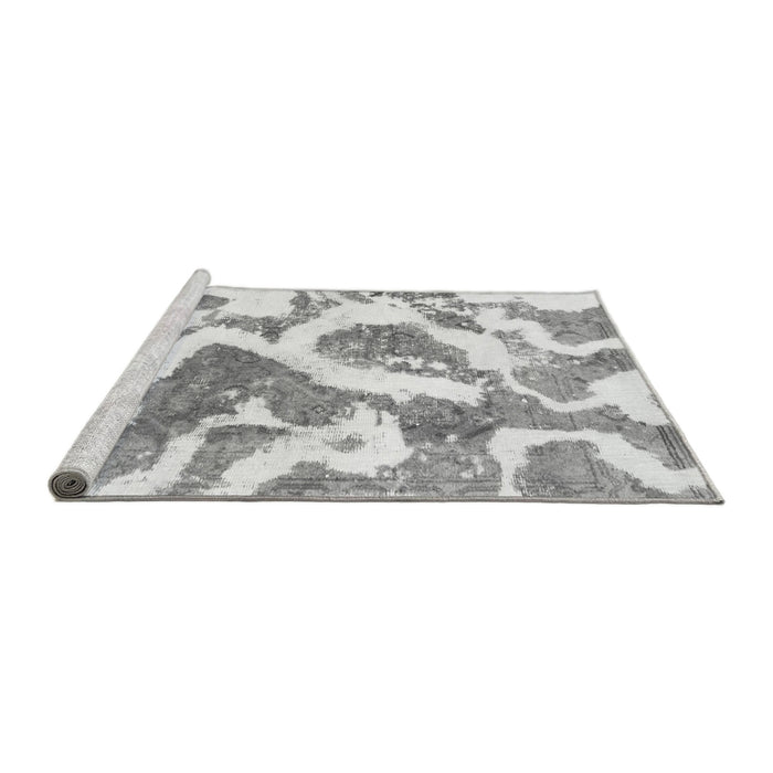 Sideview of Machine Washable Abstract Gray Modern Rug, wshabs985gry
