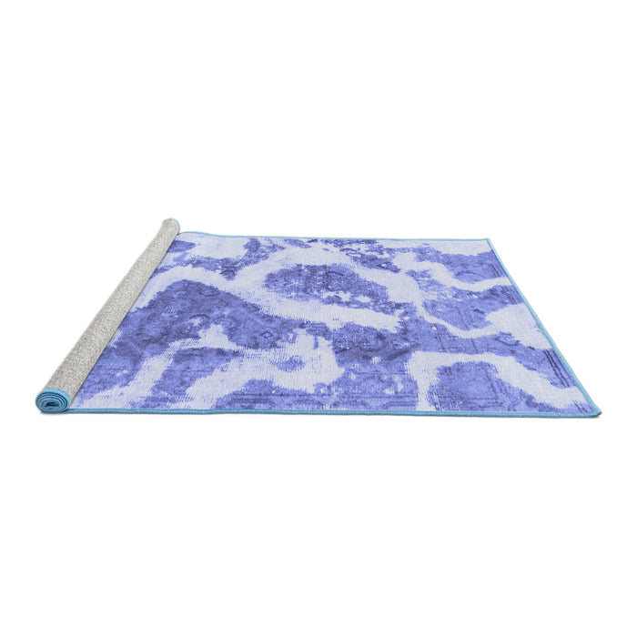 Sideview of Machine Washable Abstract Blue Modern Rug, wshabs985blu