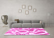 Machine Washable Abstract Pink Modern Rug in a Living Room, wshabs985pnk