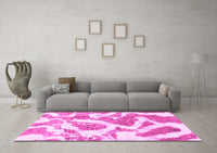 Machine Washable Abstract Pink Modern Rug, wshabs985pnk