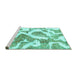 Sideview of Machine Washable Abstract Turquoise Modern Area Rugs, wshabs985turq