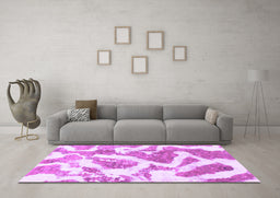 Machine Washable Abstract Purple Modern Area Rugs in a Living Room, wshabs985pur