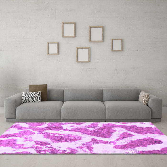 Machine Washable Abstract Purple Modern Area Rugs in a Living Room, wshabs985pur