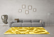 Machine Washable Abstract Yellow Modern Rug in a Living Room, wshabs985yw