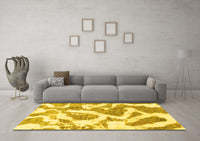 Machine Washable Abstract Yellow Modern Rug, wshabs985yw