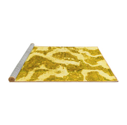 Sideview of Machine Washable Abstract Yellow Modern Rug, wshabs985yw