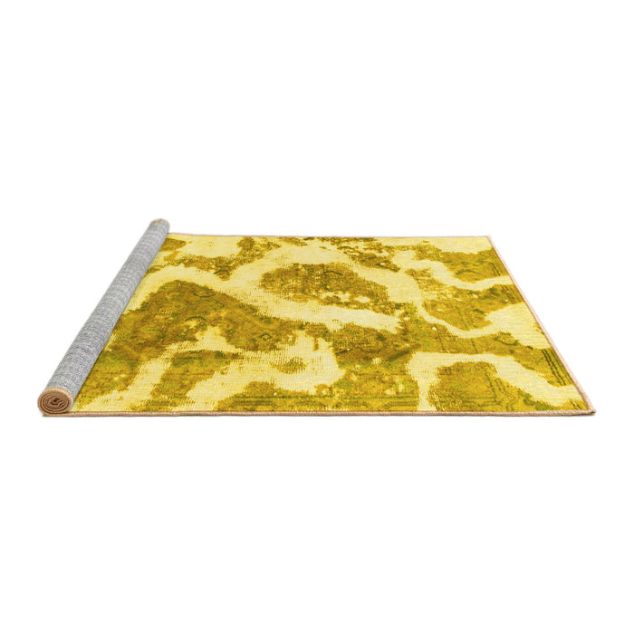 Sideview of Machine Washable Abstract Yellow Modern Rug, wshabs985yw