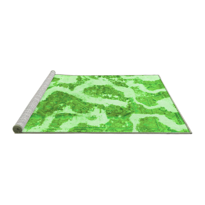 Sideview of Machine Washable Abstract Green Modern Area Rugs, wshabs985grn
