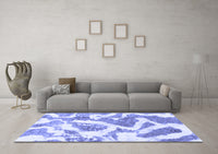 Machine Washable Abstract Blue Modern Rug, wshabs985blu