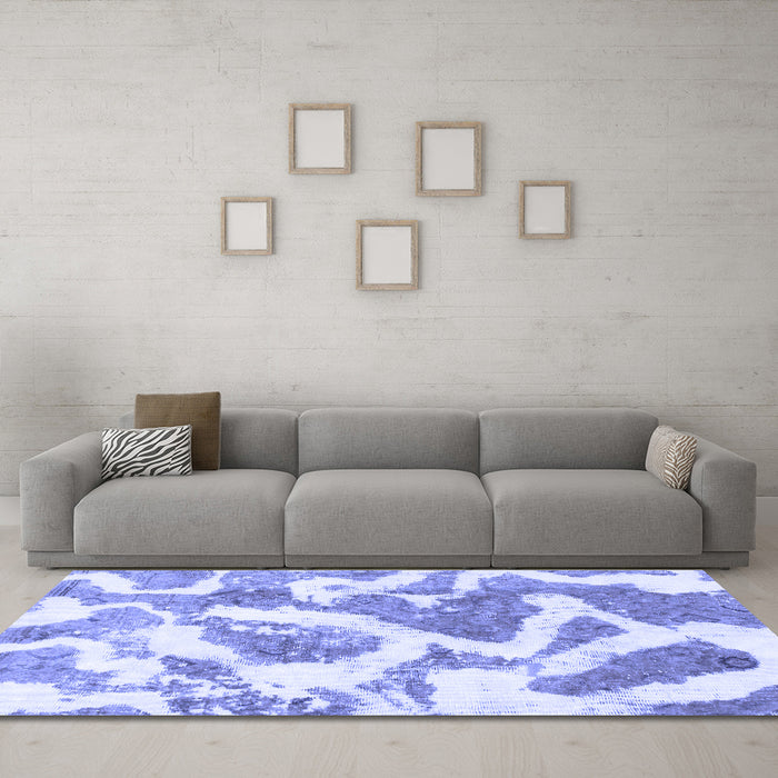 Machine Washable Abstract Blue Modern Rug in a Living Room, wshabs985blu