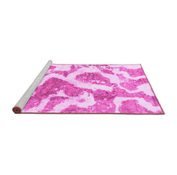 Sideview of Machine Washable Abstract Pink Modern Rug, wshabs985pnk