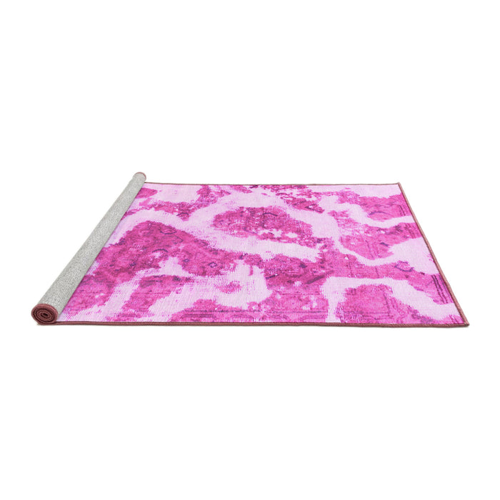 Sideview of Machine Washable Abstract Pink Modern Rug, wshabs985pnk