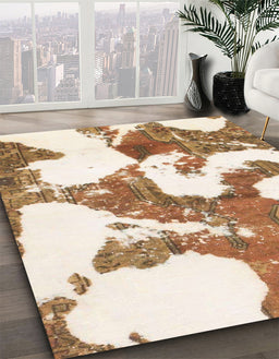 Machine Washable Abstract Chocolate Brown Rug in a Family Room, wshabs986