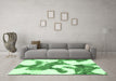 Machine Washable Abstract Emerald Green Modern Area Rugs in a Living Room,, wshabs986emgrn