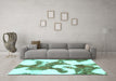 Machine Washable Abstract Turquoise Modern Area Rugs in a Living Room,, wshabs986turq