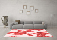 Machine Washable Abstract Red Modern Rug, wshabs986red