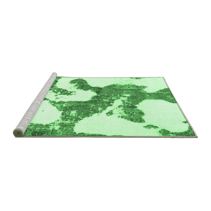 Sideview of Machine Washable Abstract Emerald Green Modern Area Rugs, wshabs986emgrn