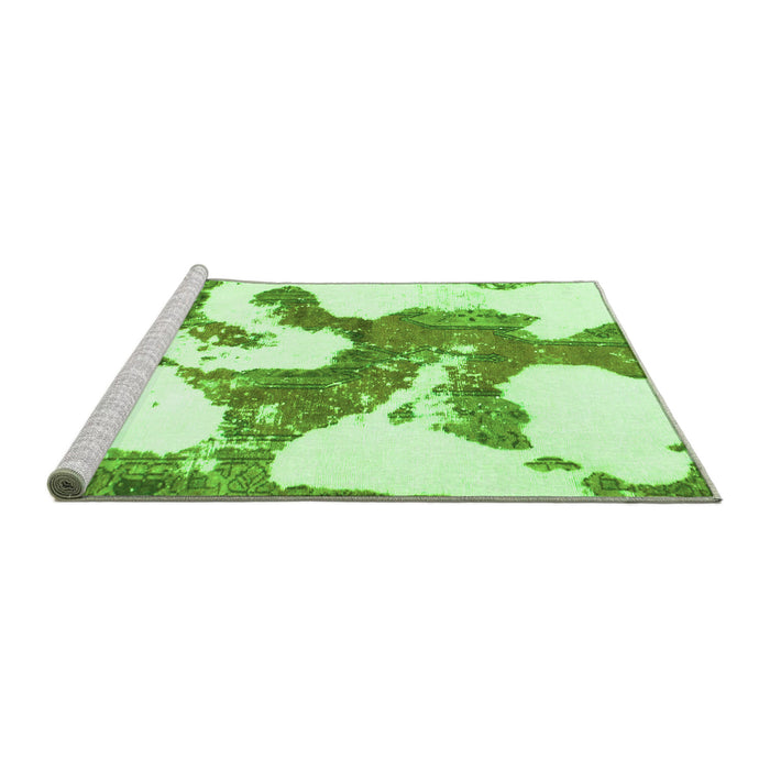 Sideview of Machine Washable Abstract Green Modern Area Rugs, wshabs986grn