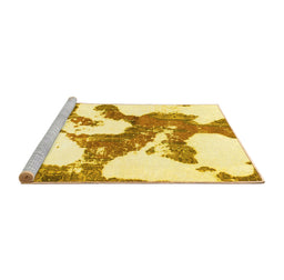 Sideview of Machine Washable Abstract Yellow Modern Rug, wshabs986yw