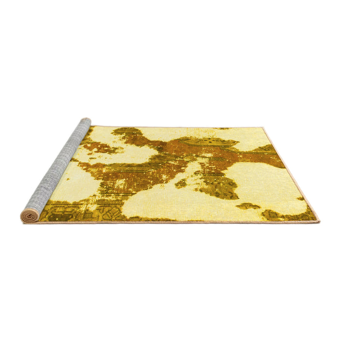 Sideview of Machine Washable Abstract Yellow Modern Rug, wshabs986yw