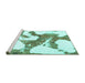 Sideview of Machine Washable Abstract Turquoise Modern Area Rugs, wshabs986turq