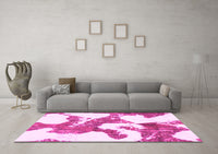 Machine Washable Abstract Pink Modern Rug, wshabs986pnk