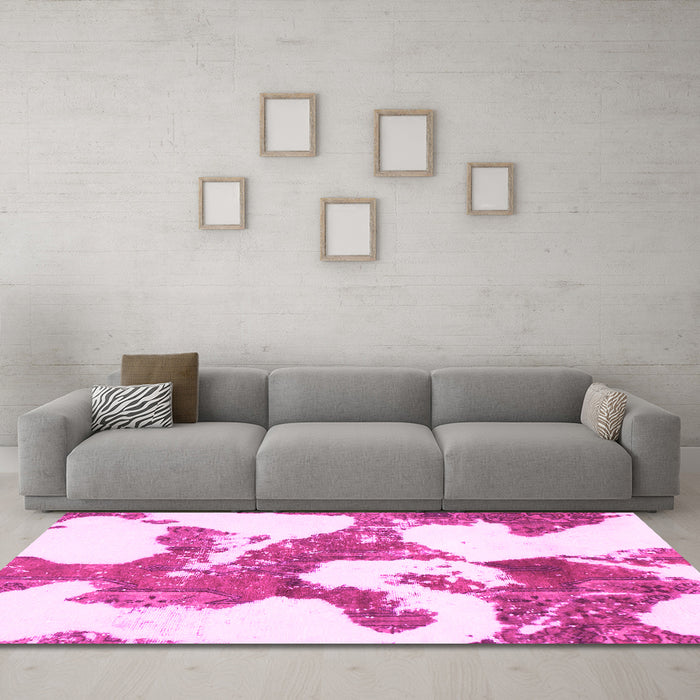 Machine Washable Abstract Pink Modern Rug in a Living Room, wshabs986pnk