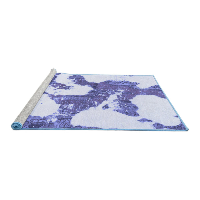 Sideview of Machine Washable Abstract Blue Modern Rug, wshabs986blu
