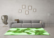 Machine Washable Abstract Green Modern Area Rugs in a Living Room,, wshabs986grn