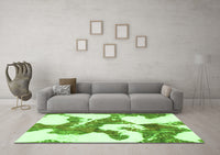 Machine Washable Abstract Green Modern Rug, wshabs986grn