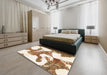 Abstract Chocolate Brown Modern Rug in a Bedroom, abs986