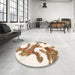 Round Abstract Chocolate Brown Modern Rug in a Office, abs986