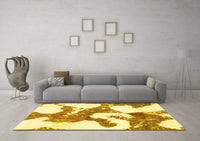 Machine Washable Abstract Yellow Modern Rug, wshabs986yw