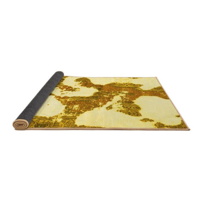 Sideview of Abstract Yellow Modern Rug, abs986yw