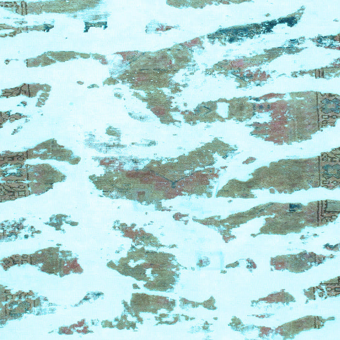 Square Machine Washable Abstract Light Blue Modern Rug, wshabs987lblu