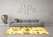 Machine Washable Abstract Yellow Modern Rug in a Living Room, wshabs987yw